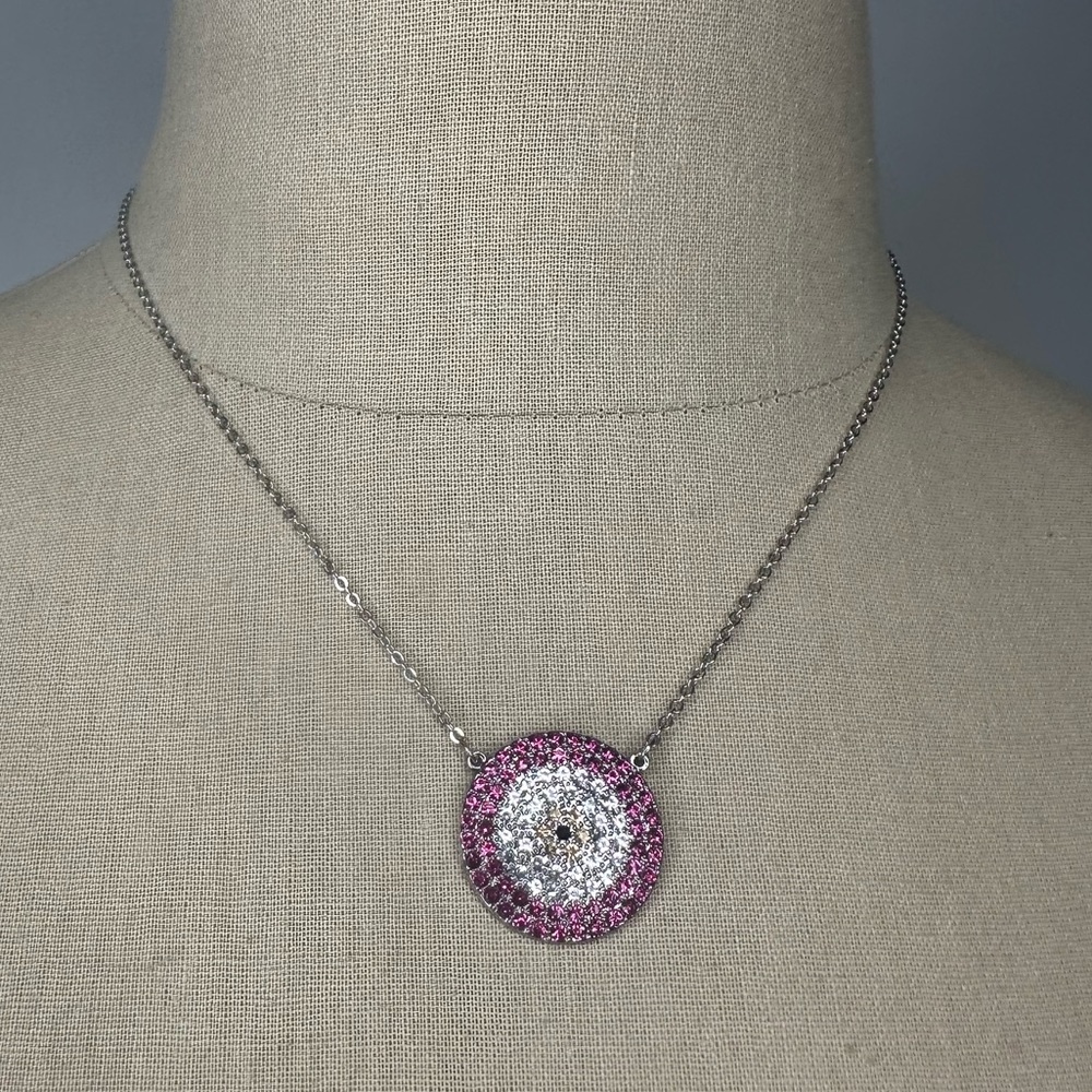 Evil eye pink necklace